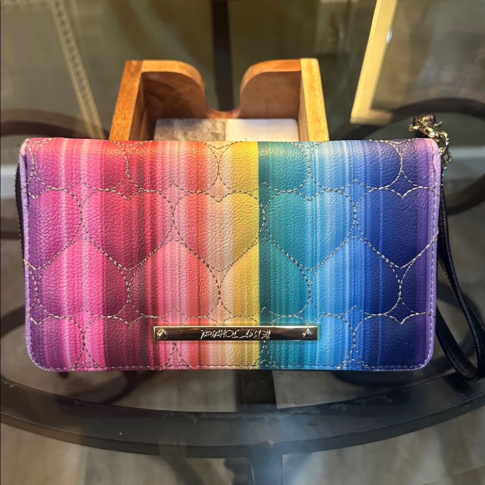 Betsey Johnson Quilted Rainbow  Clutch
